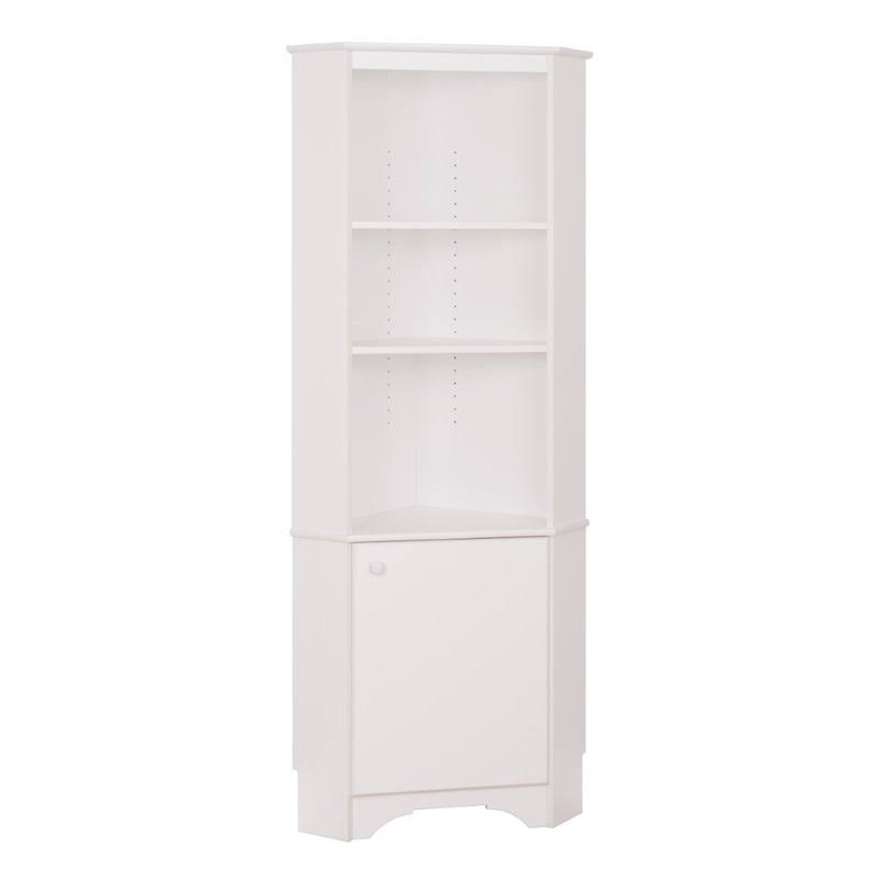 Atlin Designs Tall Corner Storage Cabinet in Elite White
