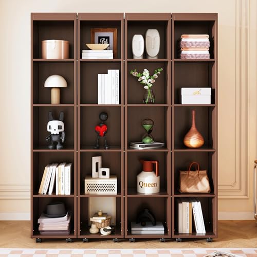 KLMM Wooden Murphy Bed Wall Bed with 2 Wardrobe and Storage Shelf,Foldable Platform Bedframe for Guest-Room Bedroom Study Office Use (White#E, Full)