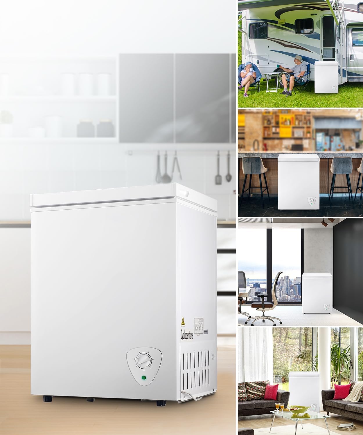 Small Chest Freezer, 2.2 Cubic Feet Mini Deep Freezer Chest with Basket Adjustable 7 Temp Control, Top Open Door Compact Freezer With Removable Basket For Dorm, Apartment, White