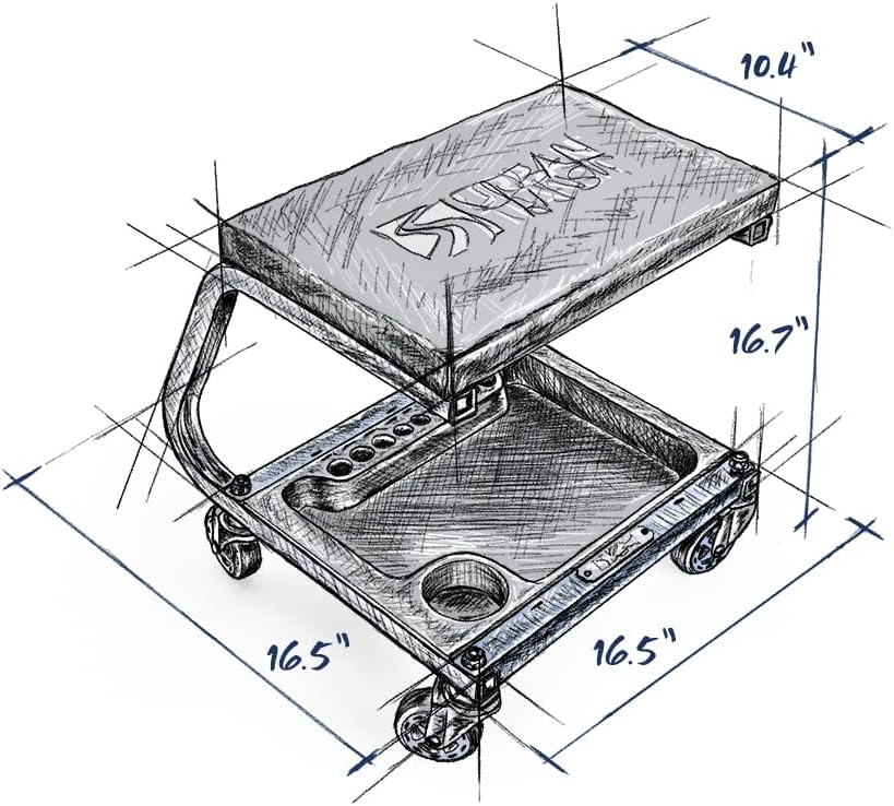 Urban Transit Fastback Shop Stool 350 lbs. Capacity for Professional Mechanic, Car Enthusiast, or DIY Home Projects. Pack of 2