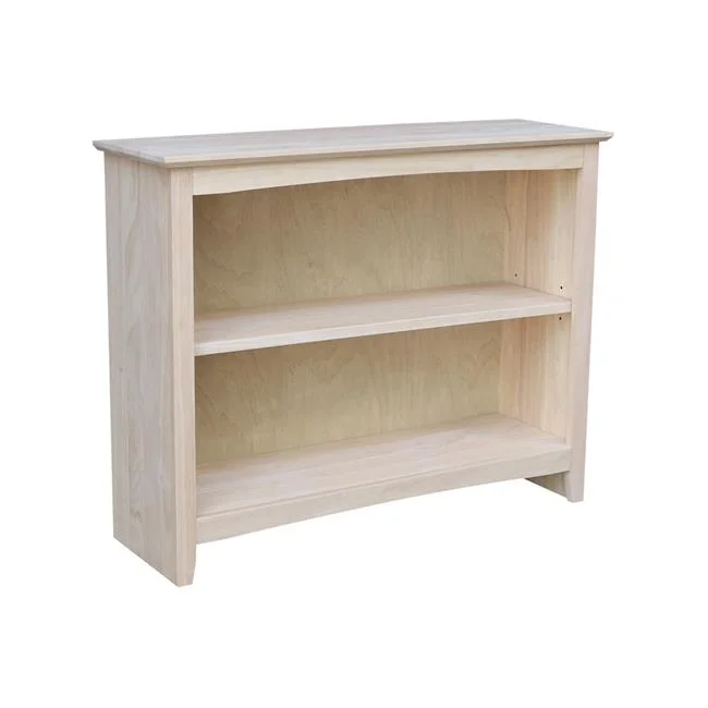 30 x 38 x 12.3 in. Shaker Solid Wood Bookcase, Unfinished