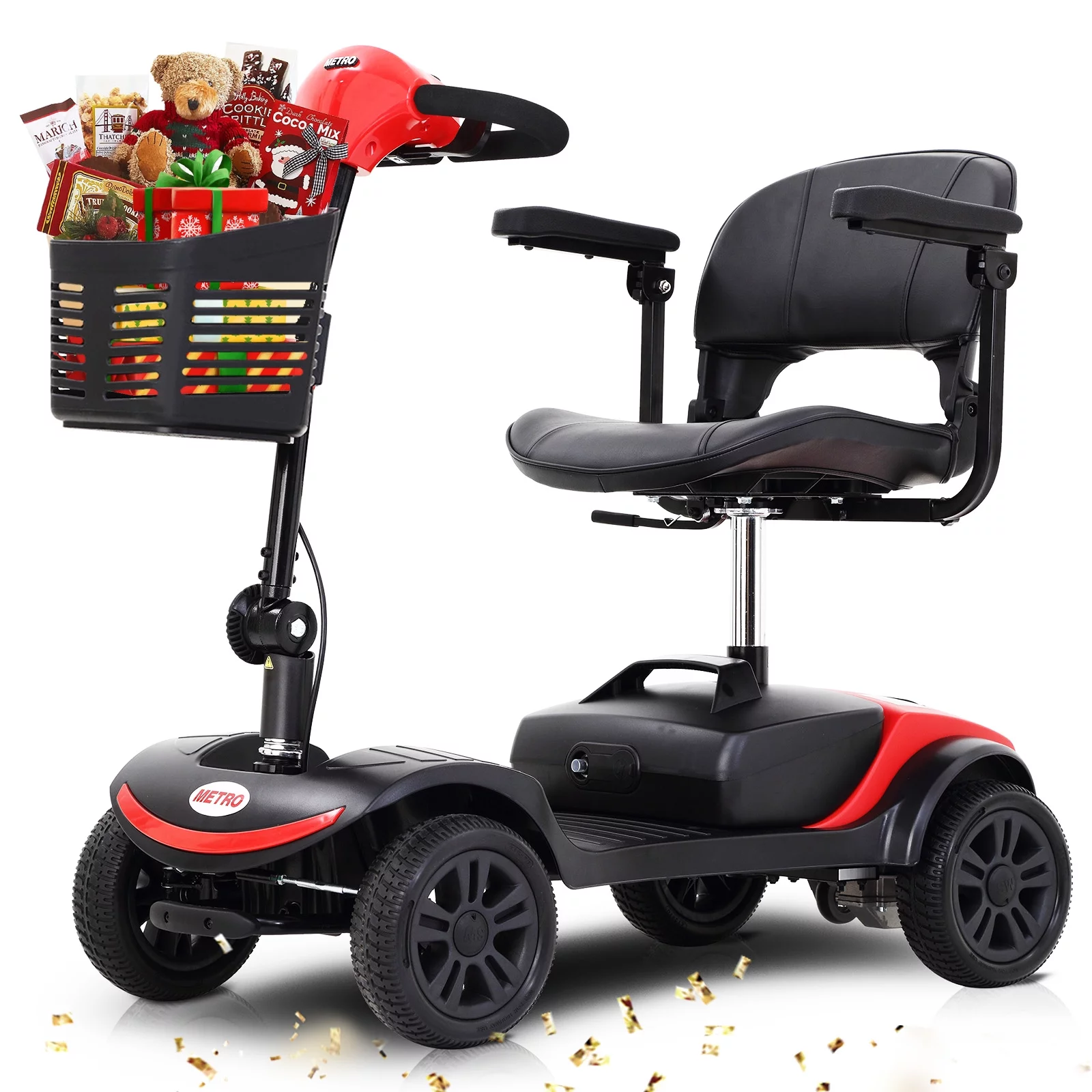 4 Wheels Folding Mobility Scooter for Seniors Adults with Baskets Blue