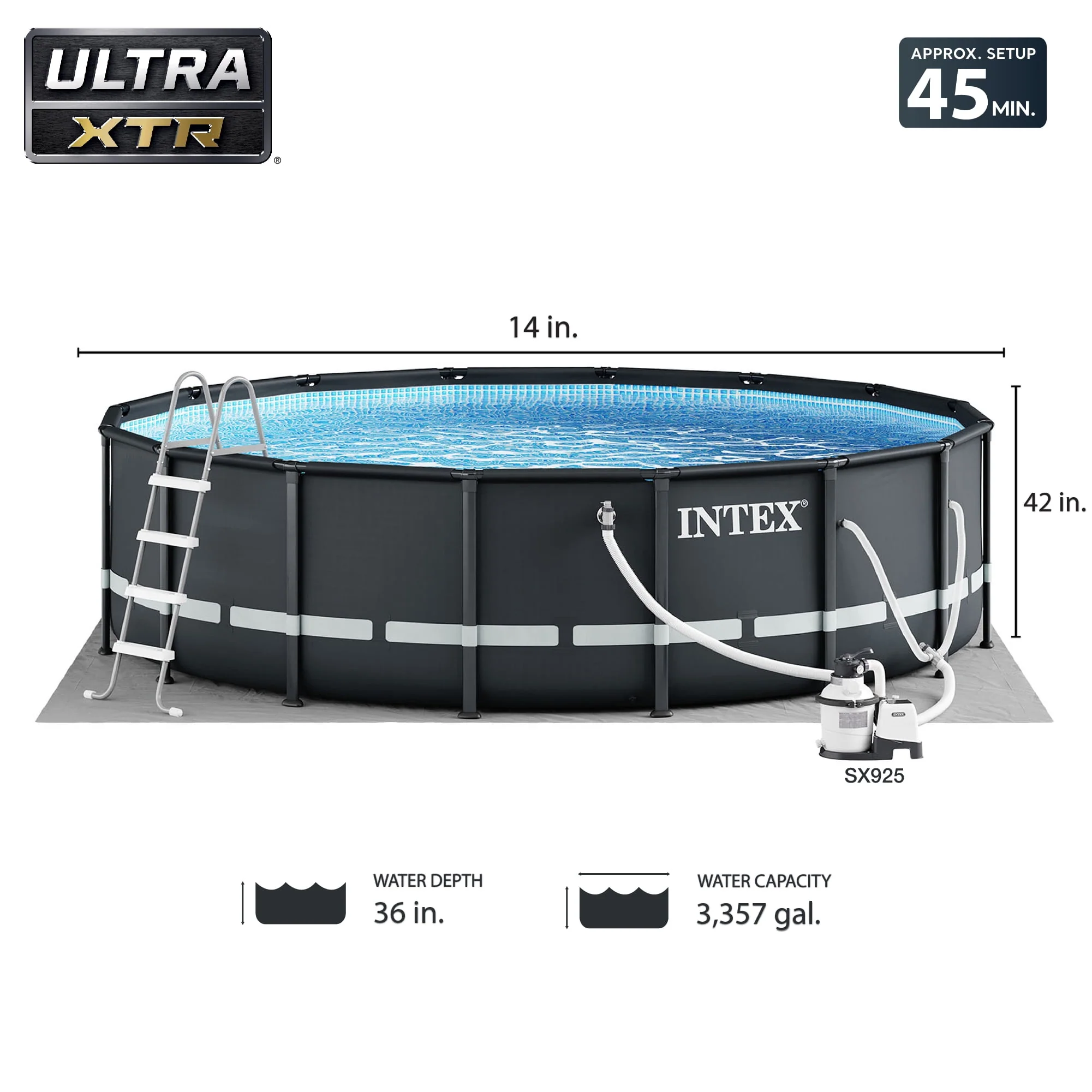 Intex 20' x 48 Ultra XTR Round Frame Above Ground Swimming Pool with Sand Filter Pump