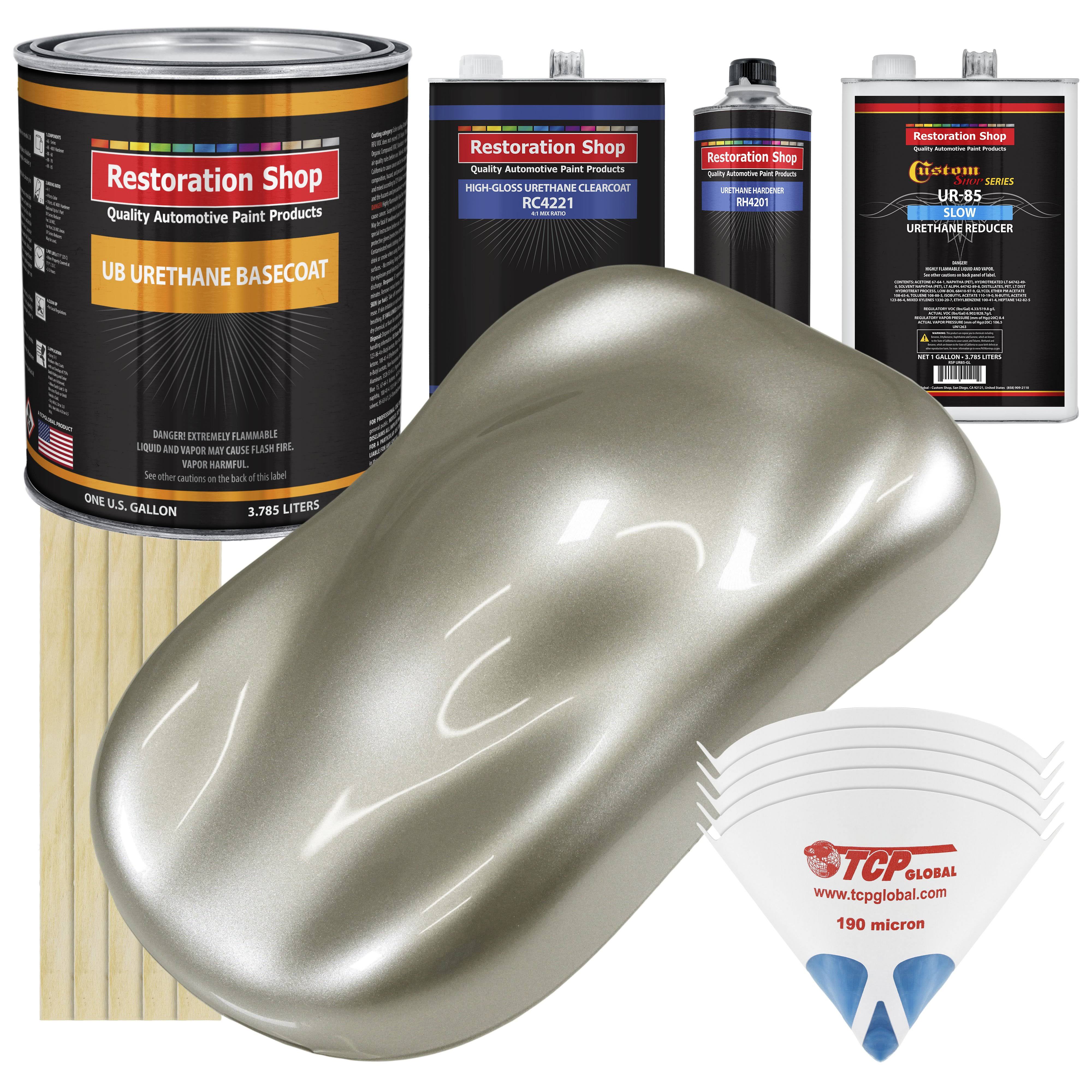 Galaxy Silver Metallic Slow 1 Gallon Auto Paint Kit Urethane Basecoat Clearcoat