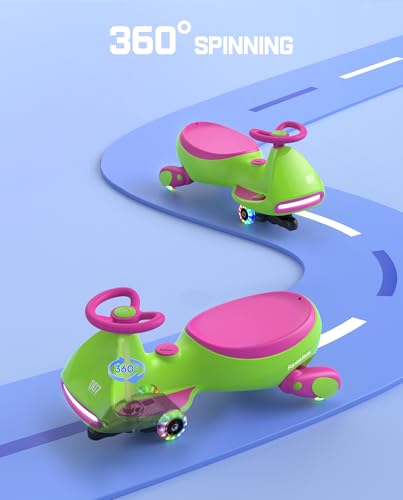 FanttikRide 12V N7 Pro Electric Wiggle Car with Pedal, Rechargeable Battery, CyberWiggle, 2 in 1 Swing Car, 2 Speed, Anti-Rollover, Flashing Wheels, Bluetooth, for Ages 3 and Up, 150 Lbs, Blue