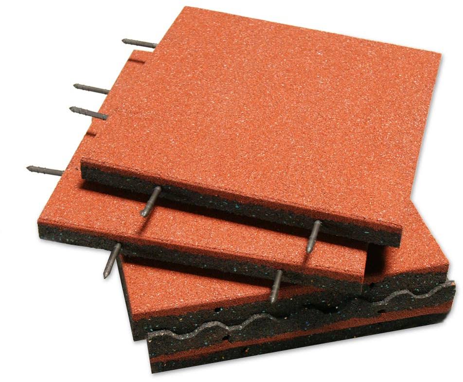 Rubber-Cal Eco-Safety Interlocking Playground Tiles - Black, 4 Pack, 19.5 x 19.5 x 2.5 in.