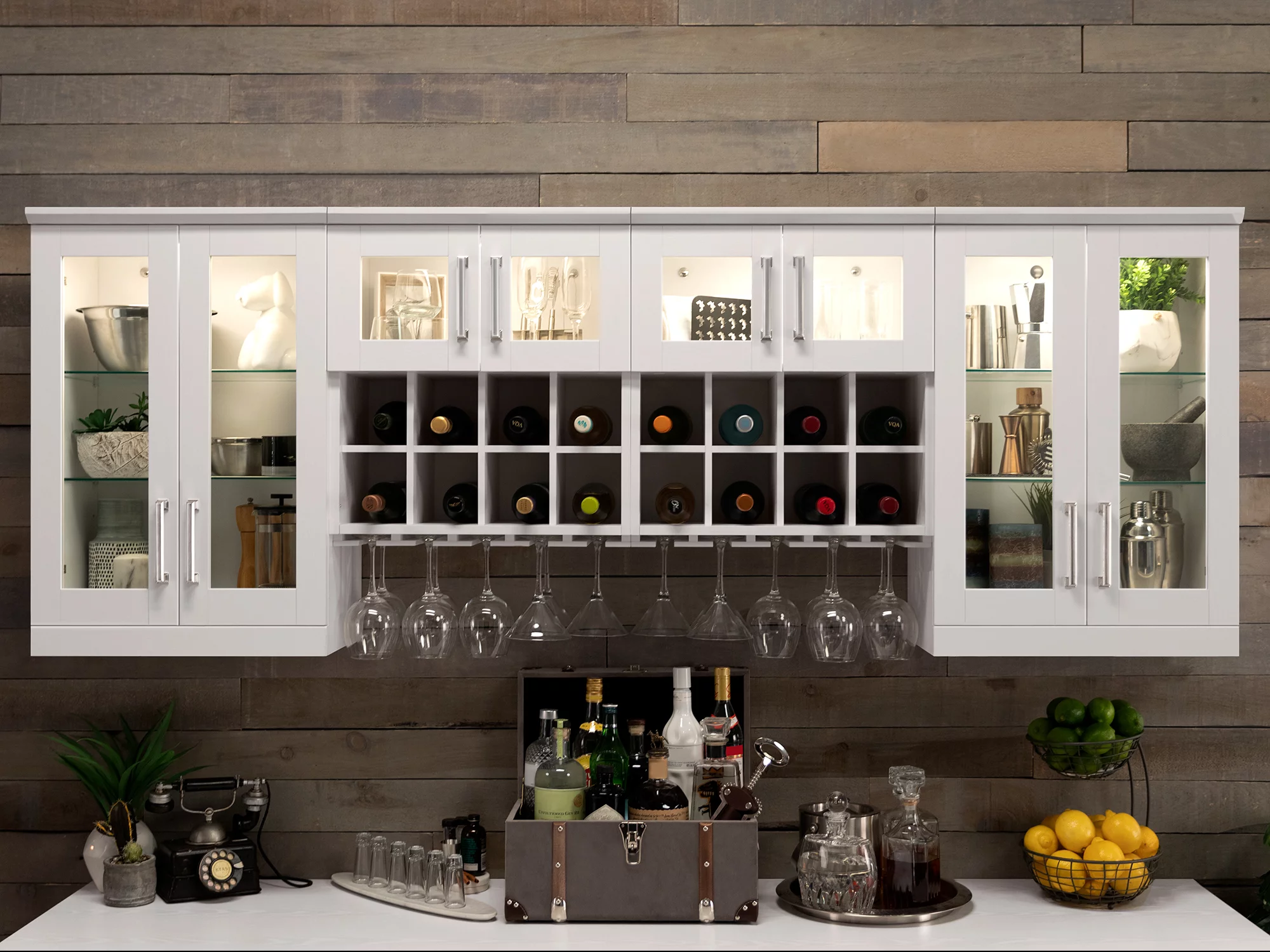 Home Bar Series 4 Piece Cabinet Set - 21 in.