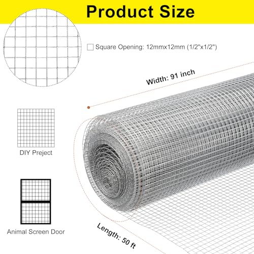 uxcell Hardware Cloth, Galvanized Welded Wire Fence