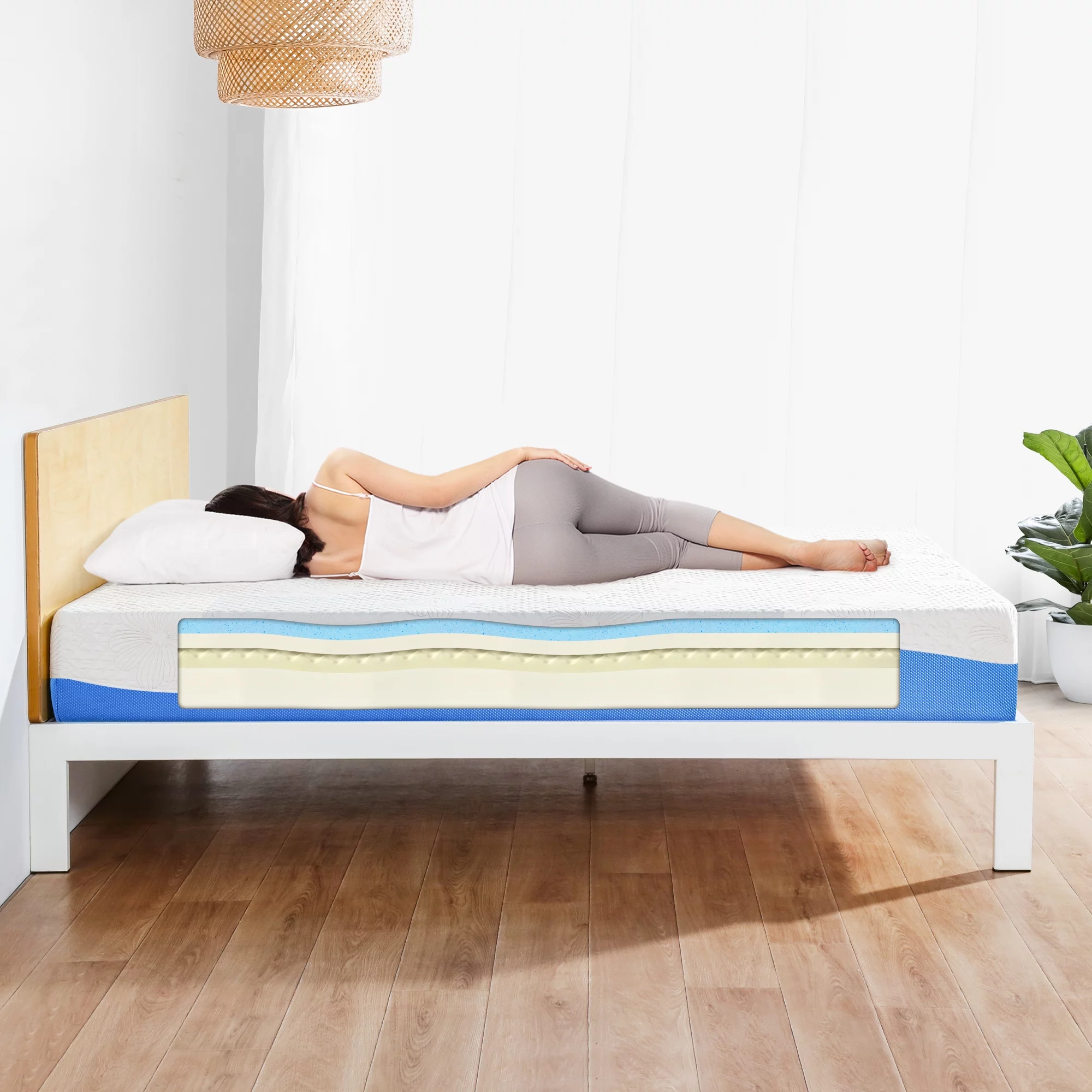 GrandRest 10'' Adult DreamGel, 10 Inch Gel Memory Foam Mattress, Medium Firm, Twin Size, Blue / White Color