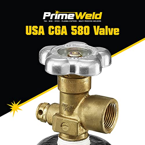 PrimeWeld 75% Argon 25% CO2 Bottle | DOT 3AA | USA CGA 580 Valve | Best Gas Blend for MIG Welding | Cylinders Full & Ready to Use