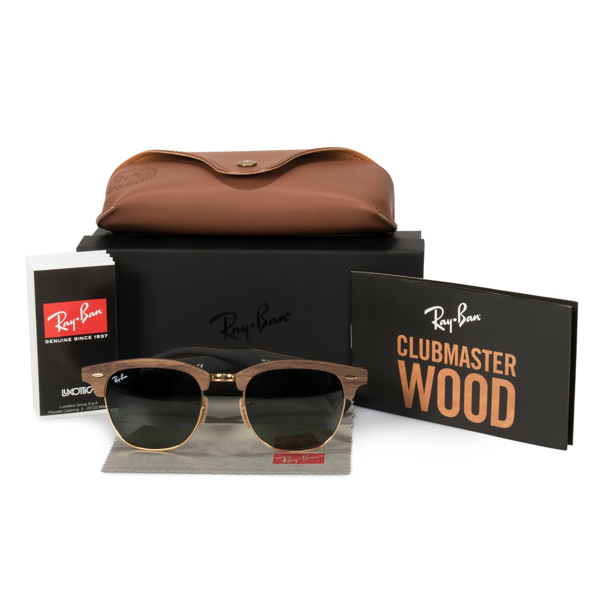 Ray-Ban Clubmaster Wood Sunglasses, RB3016M - Black/Green