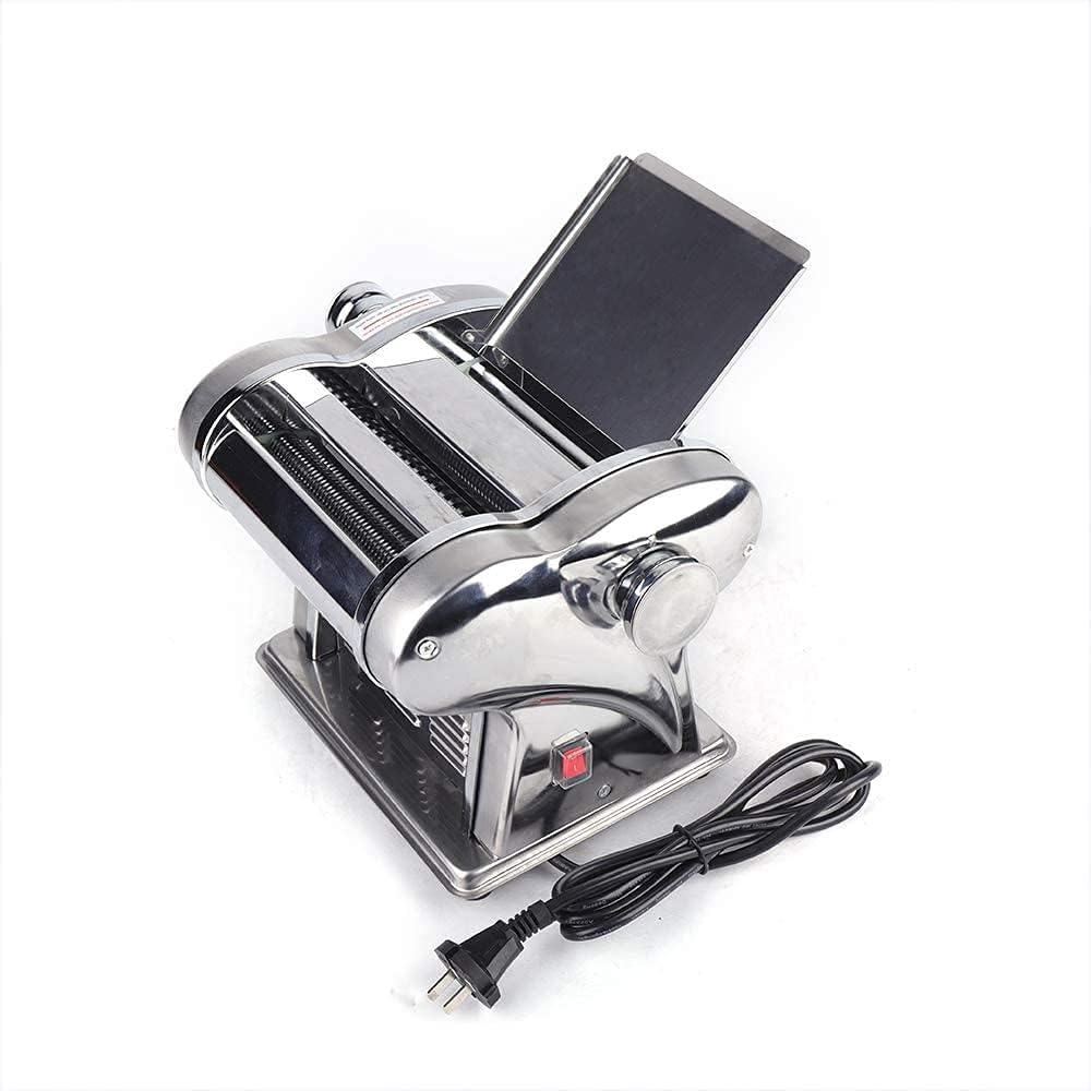 Electric Pasta Maker Machine Noodle Dough Roller Sheeter Stainless Steel Pasta Dough Spaghetti Roller Pressing Machine for Home Commercial Use, Double Knife