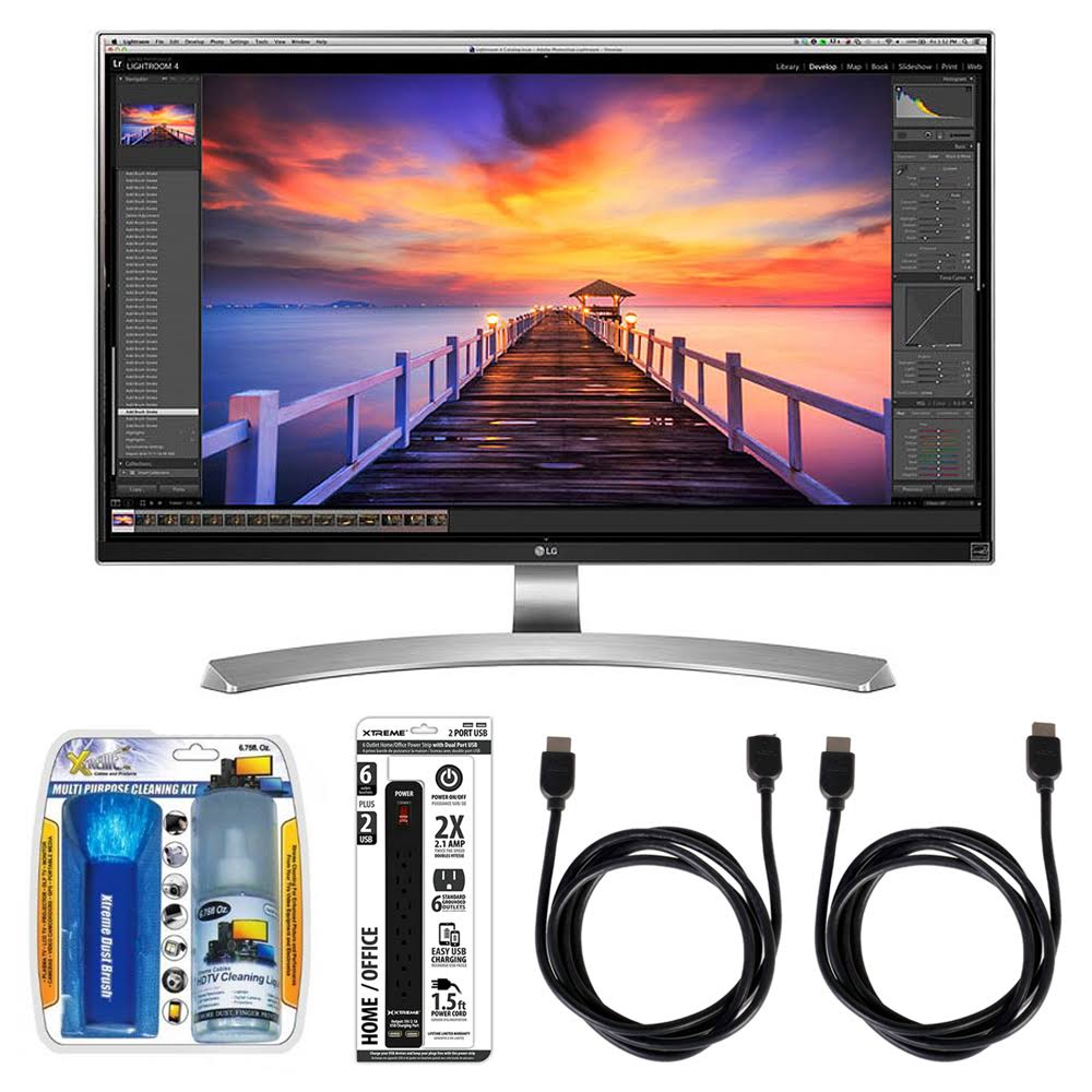 LG 27x22 4K Ultra HD IPS LED-Lit Computer Monitor (27UD88-W) with Complete Hook-up Bundle