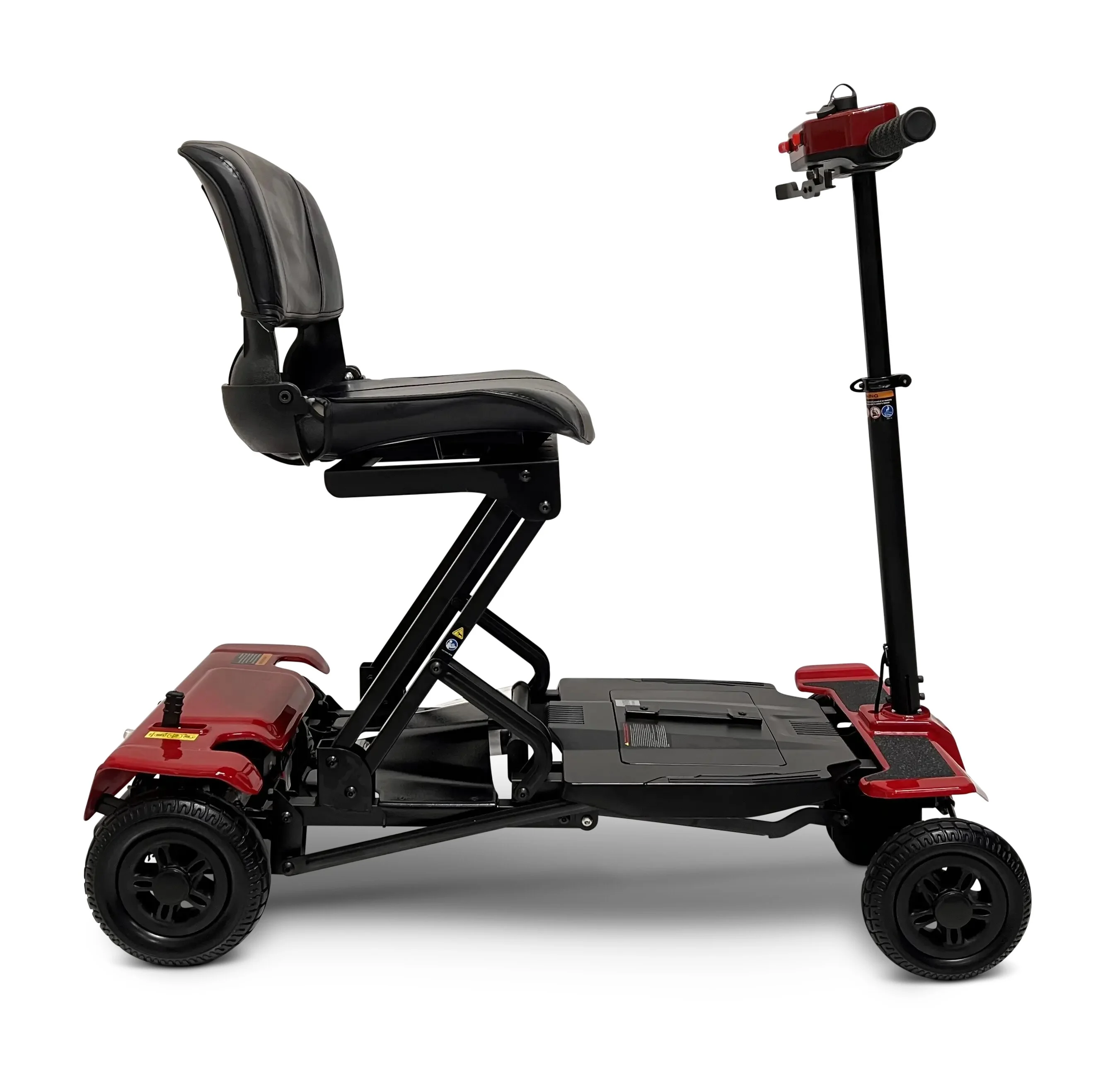 Comfygo MS-4000 4-Wheel Mobility Electric Scooter for Adults - Foldable Power Mobile Wheelchair, Compact Duty for Travel with Long Range Extended Battery (Red)