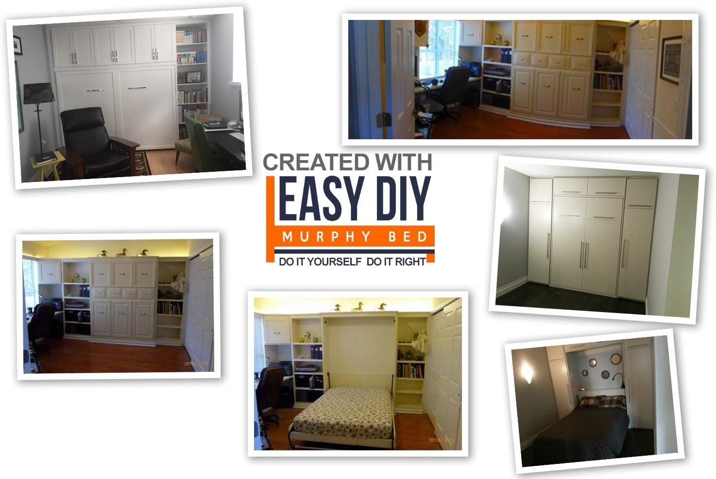 Murphy Bed Queen Size Hardware Kit - DIY Wood Frame Folding Cabinet Wall Bed for Guestroom Easy to Build, Made in USA
