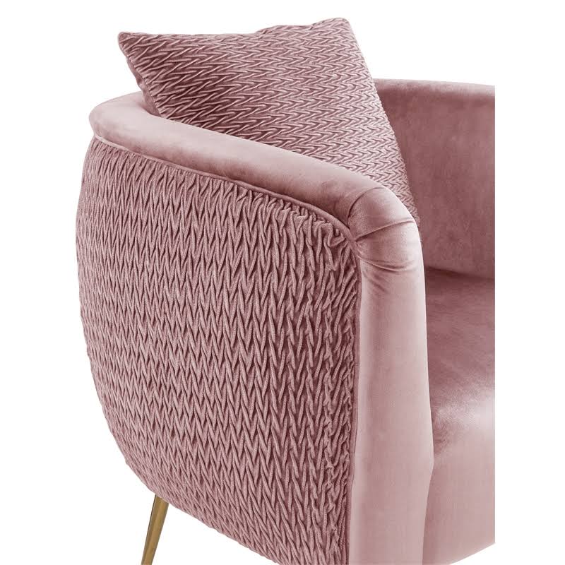 Lilola Home Natalie Blush Pink Velvet Barrel Accent Chair with Metal Legs