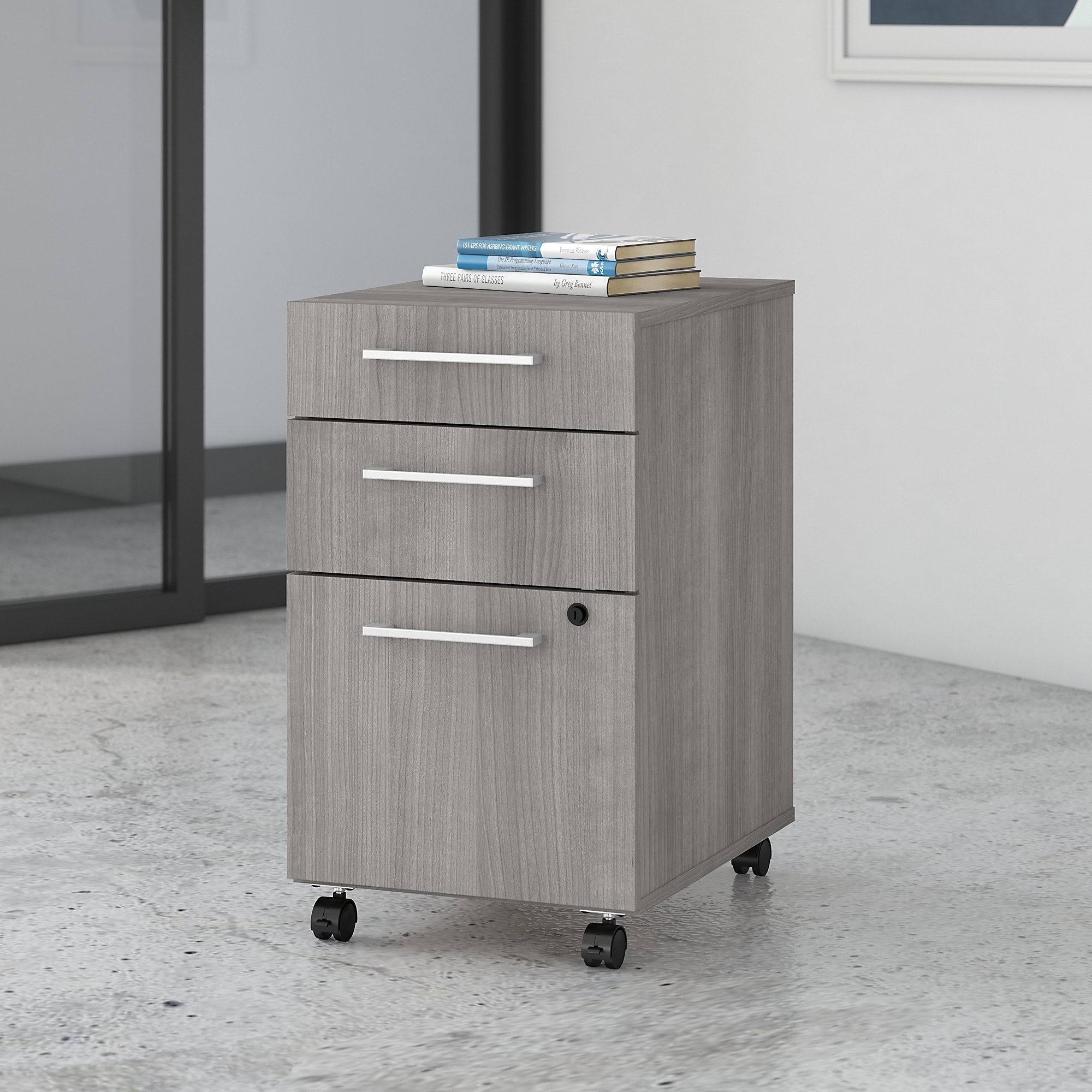 Bush Business Furniture 400 Series 3 Drawer Mobile File Cabinet , Platinum Gray