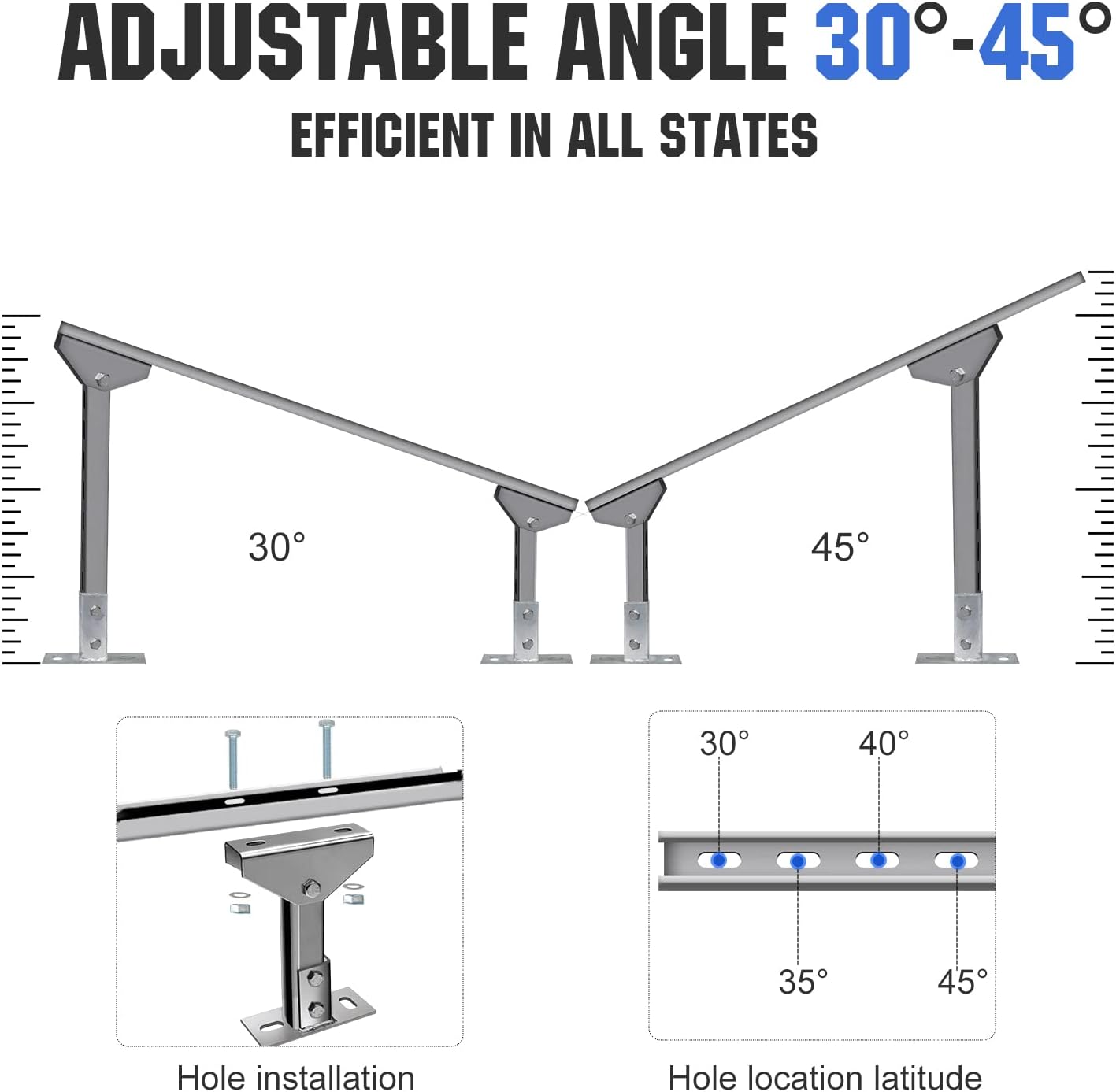 ECO-Worthy Adjustable Multi-Pieces Solar Panel Mounting Brackets Kit System for 1-4pcs Solar Panels