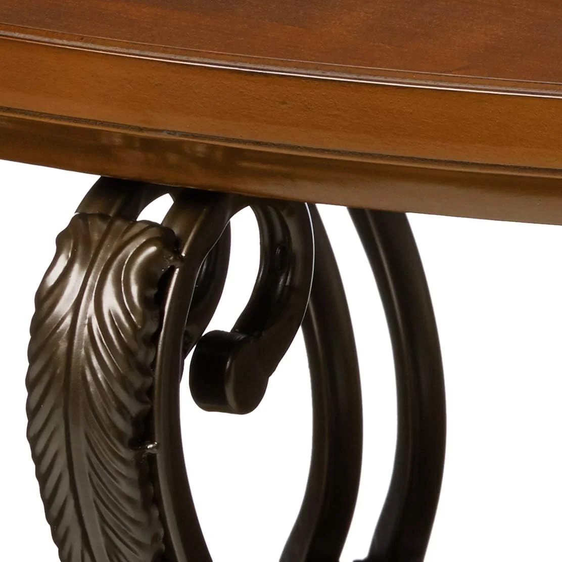 Nestor Traditional Oval Coffee Table With Beveled Glass Top, Scrollwork Underlay And 1 Fixed Shelf, Dark Brown