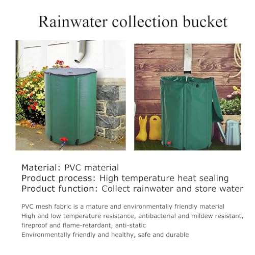 Kngiybo Rain Barrel, Foldable Water Bladder Tanks Container Water Butt Rain Tank Kit, Resistant Water Barrel with Filter Spigot Overflow Kit, Rain Collector Barrel,Large Capacity Garden Bar