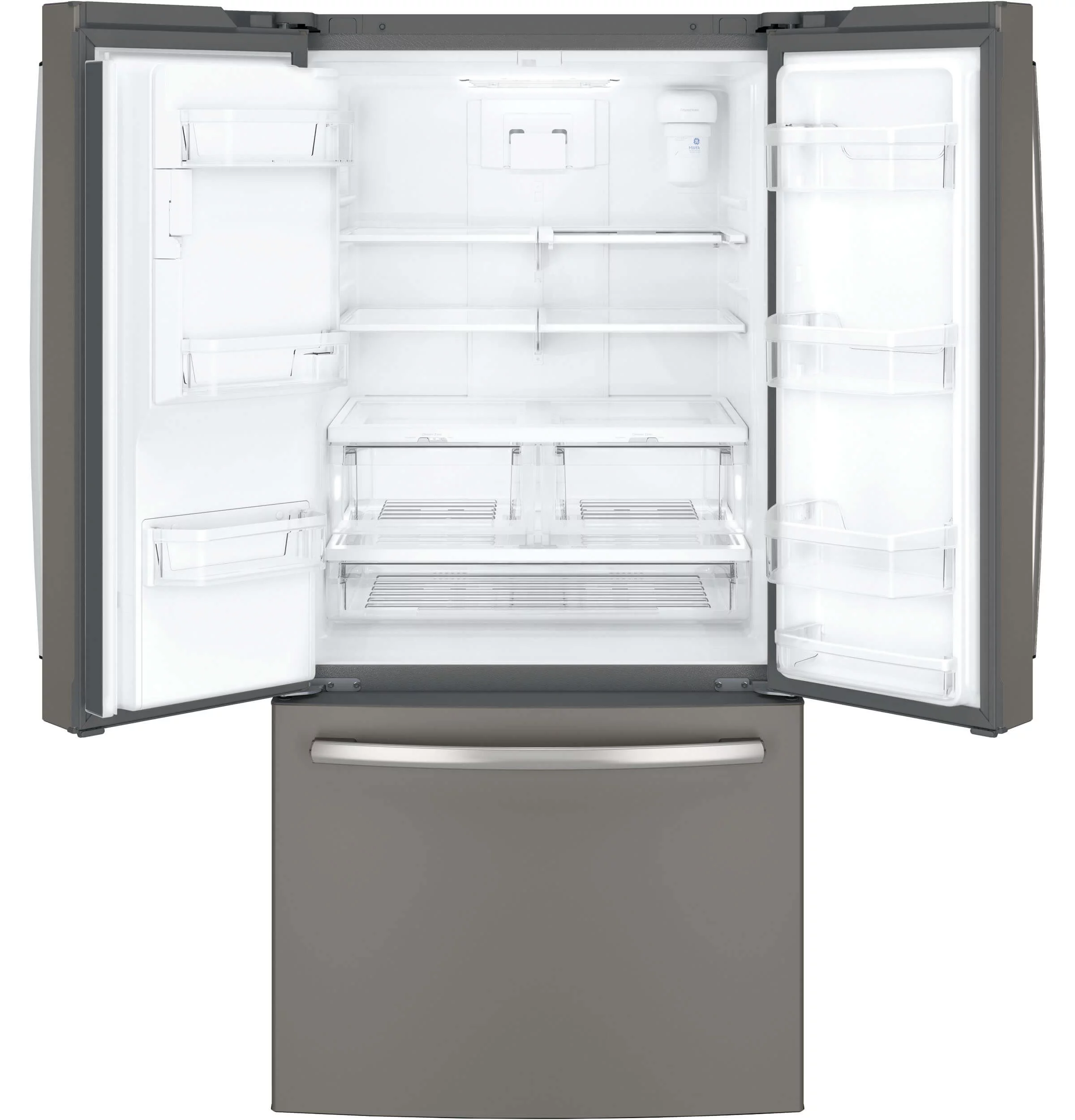 "GE Slate GYE18JMLES 33"""" Counter Depth French Door Refrigerator with 17.5 cu. ft. Capacity"