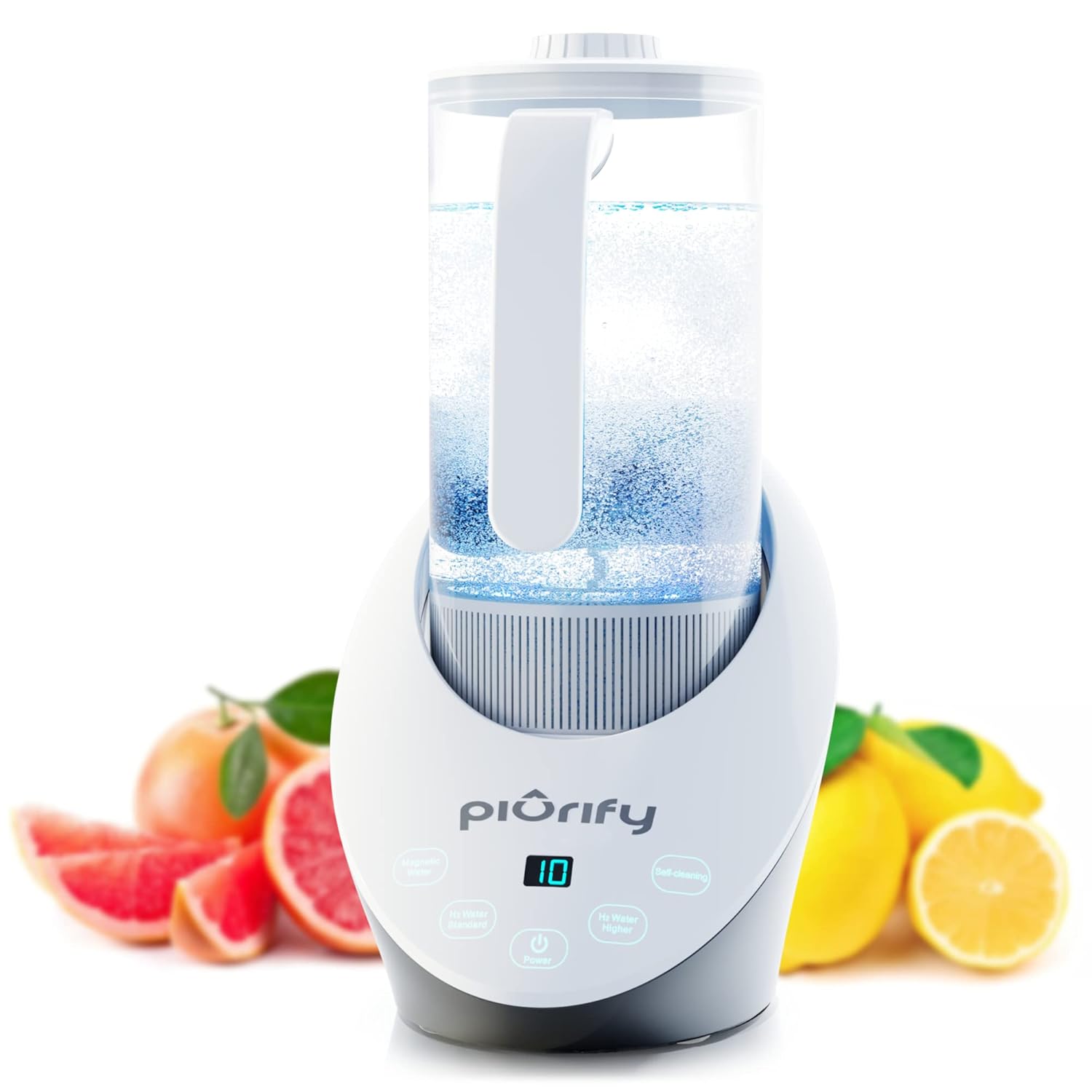 Hydrogen Alkaline Water Pitcher - Rich Hydrogen Water Generator Electrolysis Jug with SPE and PEM Concentrator Technology. Improved Purified Water PH Levels and Filtered with Calcium Sulfite.
