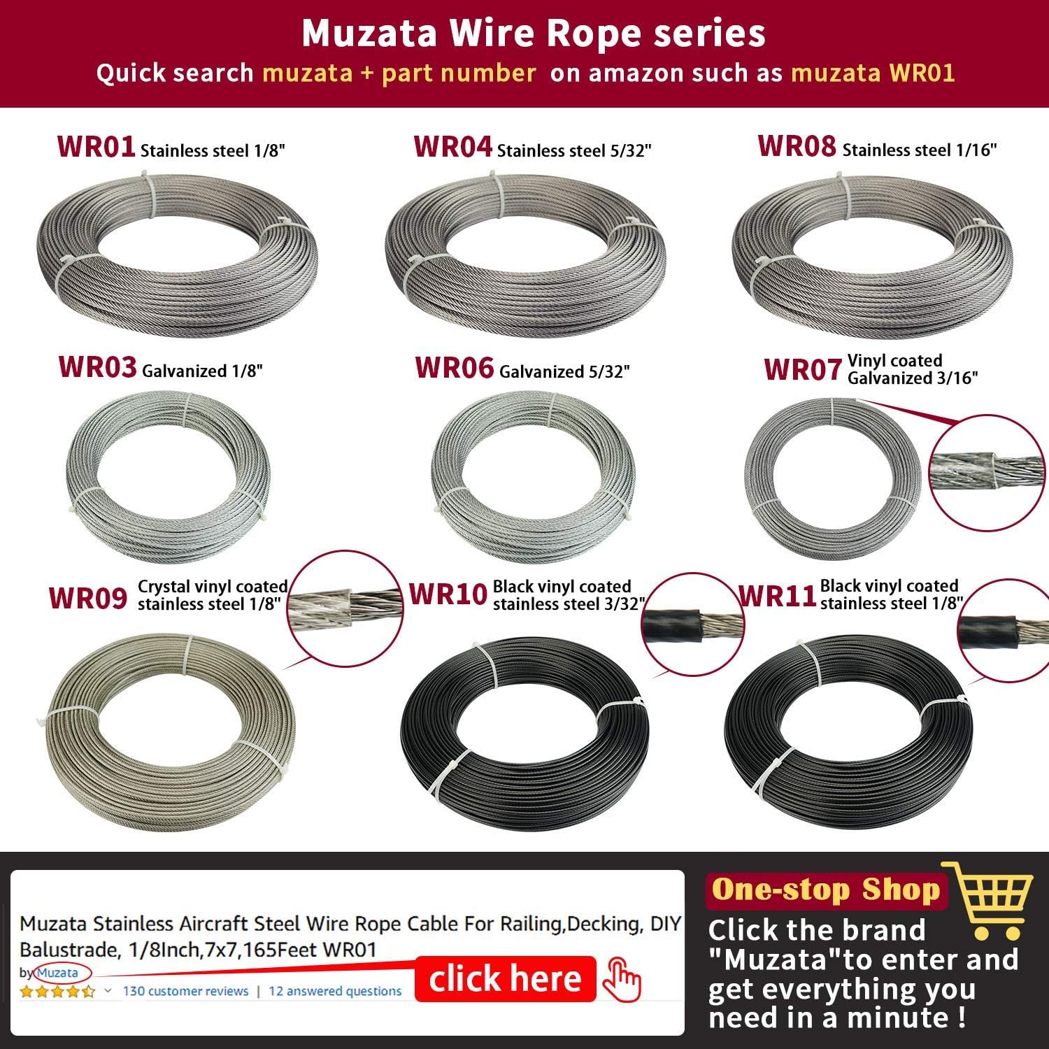 Muzata 10Set 1/8 Cable Railing Kit Hardware Turnbuckle M5 Eye to Eye CK01 and 165Ft Wire Rope WR01 and CR12 for Wood Post Stainless Steel Angle Adjustable WoodLoft System 10 Cable Lines,CA4 CA5