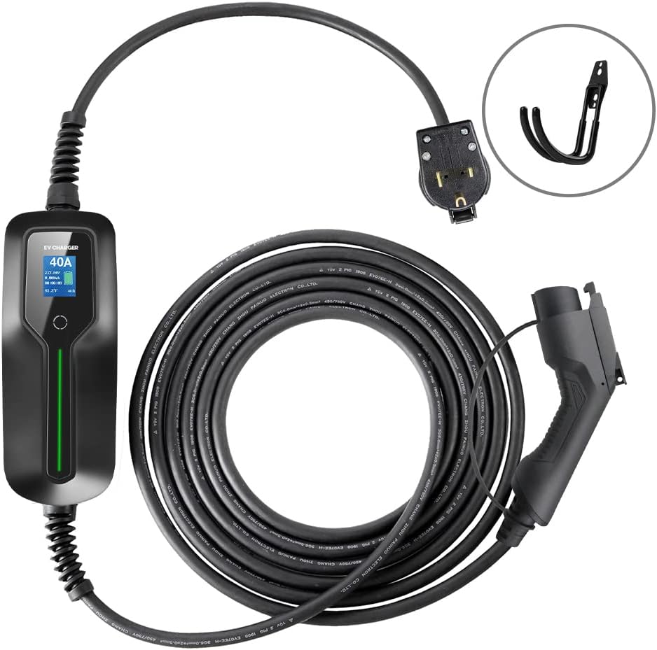BESENERGY Level 2 EV Charger 40 Amp with NEMA 6-50 Plug 20 feet Cord 240V J1772 Charging Cable Portable