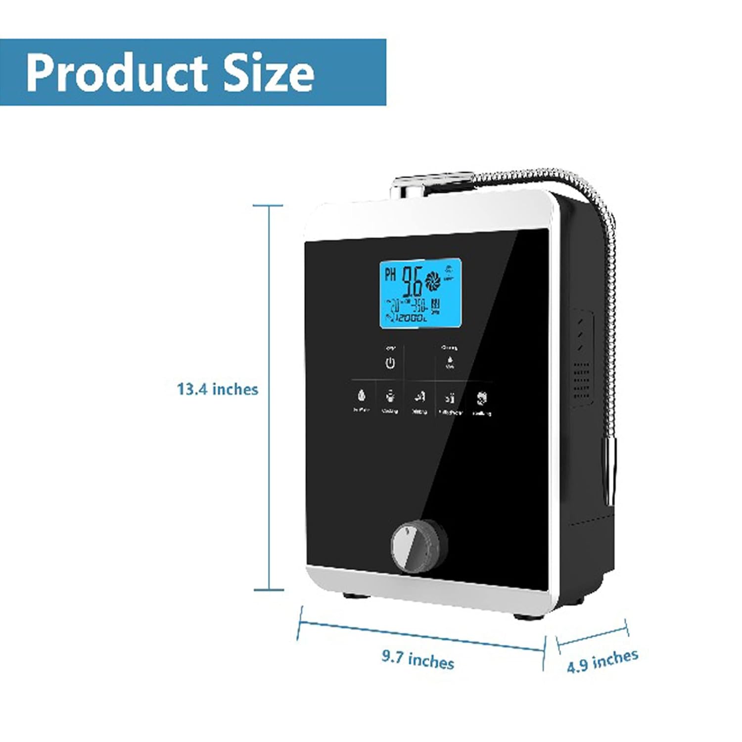 Alkaline Water Machine, Water Ionizer Machine,Hydrogen Water Generator,Produces pH 3.5-10.5 Alkaline Acid Water Water Filter System for Home