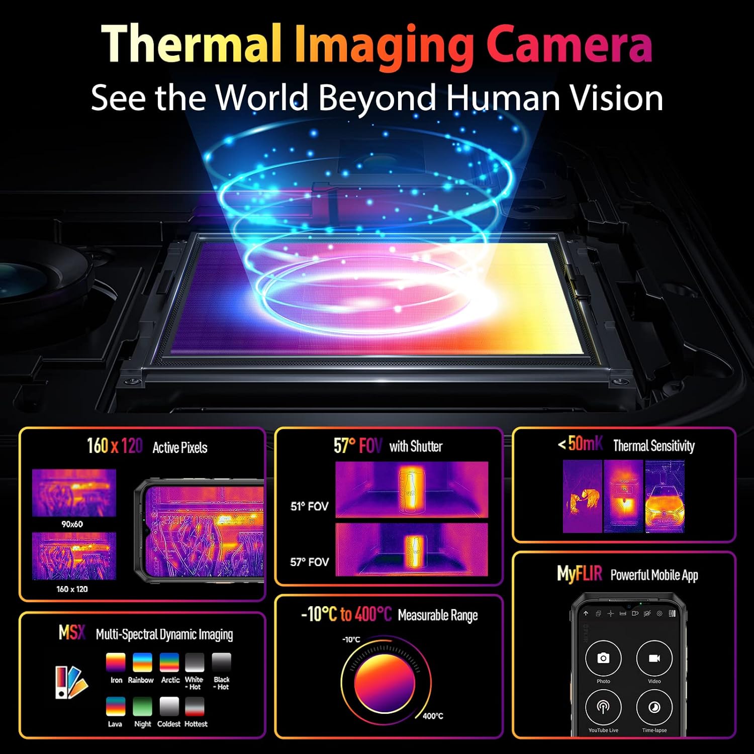 Ulefone Power Armor 18T Ultra & Case 5G Rugged Phone, Thermal Imaging Camera, 108MP Camera, 24GB+512GB MTK Dimensity 7050, 9600mAh QI 15W Wireless Charging, 6.58" FHD+ Corning Gorilla Screen