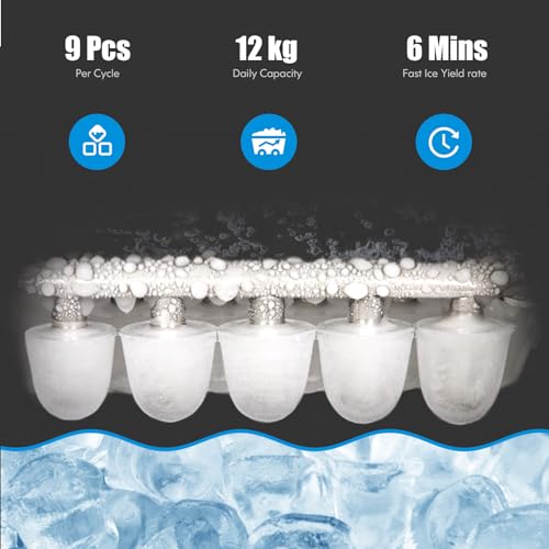 ARLIME Ice Maker, 26 Lbs/24H Ice Machine Countertop with Ice Scoop & Easy Operated Panel, Self Cleaning, Ice Cubes Ready in 7 Mins, Bullet Shape Ice, Nugget Ice Maker for Home Office, Kitchen