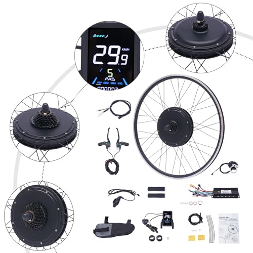 Electric Bike Conversion Kit, 48V 1000W 700C 28"/ 29" Front/Rear Wheel Electric Bicycle Hub Kit Dual Mode Controller w/LCD Display & PAS, 5-Speed Adjustment E-Bike Conversion Kit