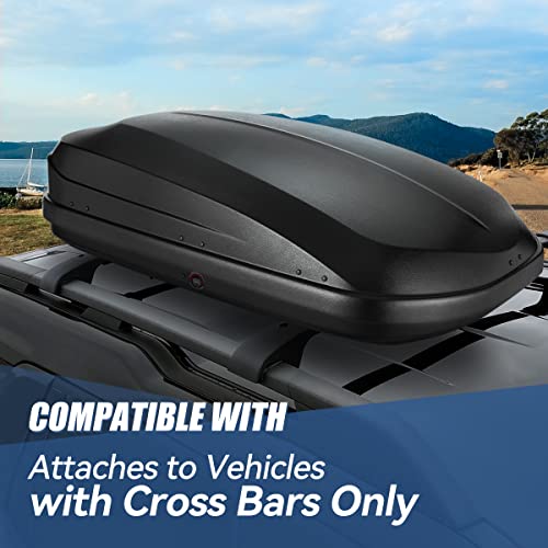 Auto Dynasty Hard Shell Roof Top Mount Car Storage Travel Luggage Box Cargo Carrier, 53 (L) x 34 (W) x 15 (H) Inches, Capacity 110 Pounds, 11 Cubic Feet (Tool-Free Install), Glossy Black Finish