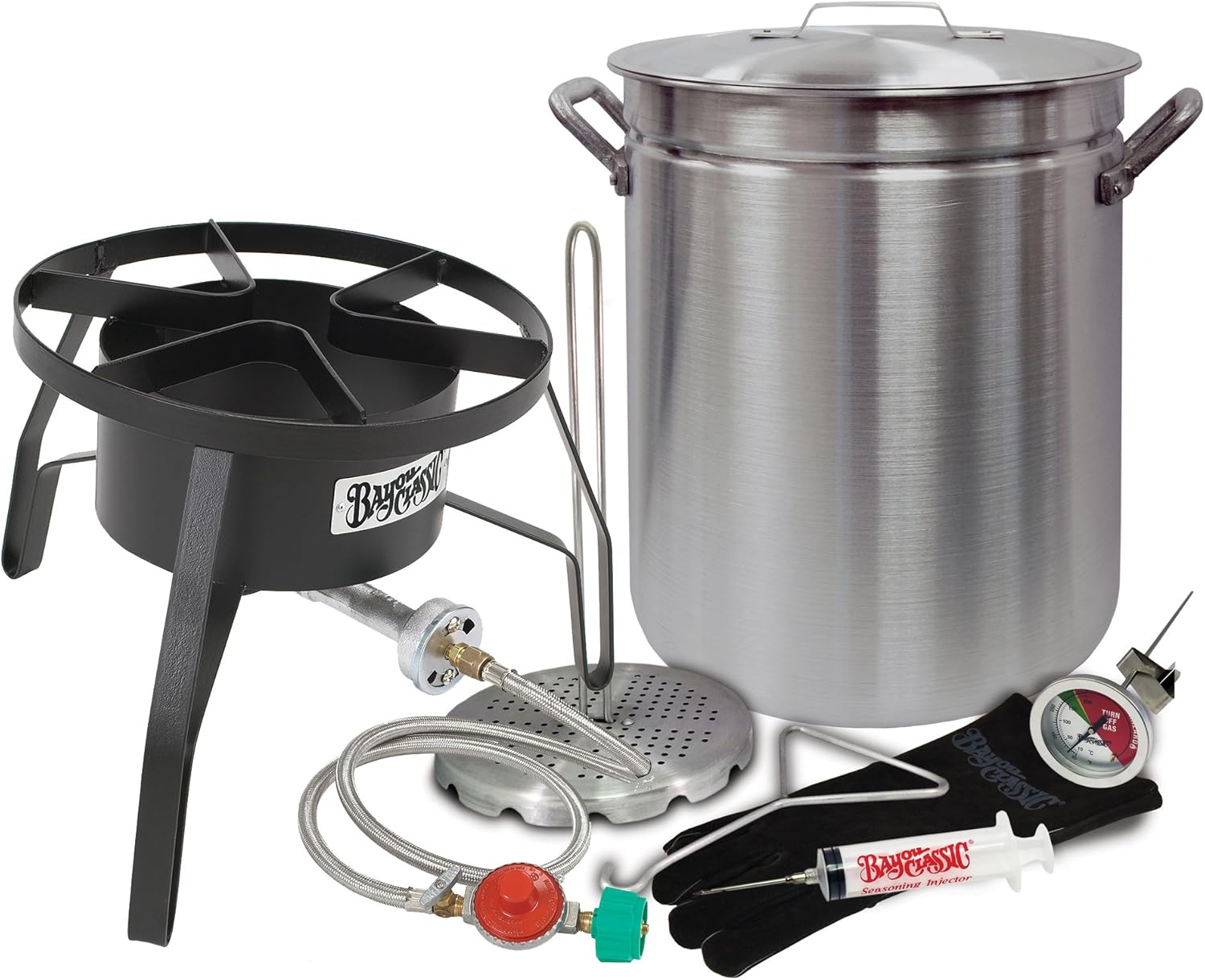 Oversized Turkey Deep Fryer Kit 42 Quart Aluminum "GRAND GOBBLER" for 25+ LBS Turkeys by Bayou Classic
