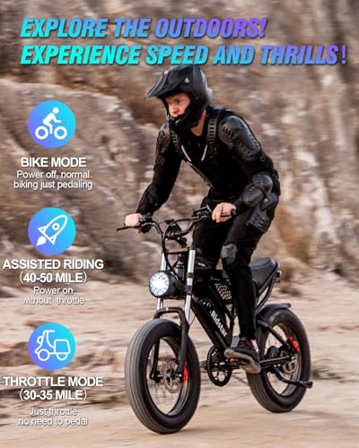 Electric Bike for Adults, 1000/2000W, 25/30/37MPH,48V-52V, 20AH,40AH Battery, Max 50-180 Miles Electric Motorcycle, 20" Fat Tire Dirt Bike, Shamano 7-Speed E-Bike