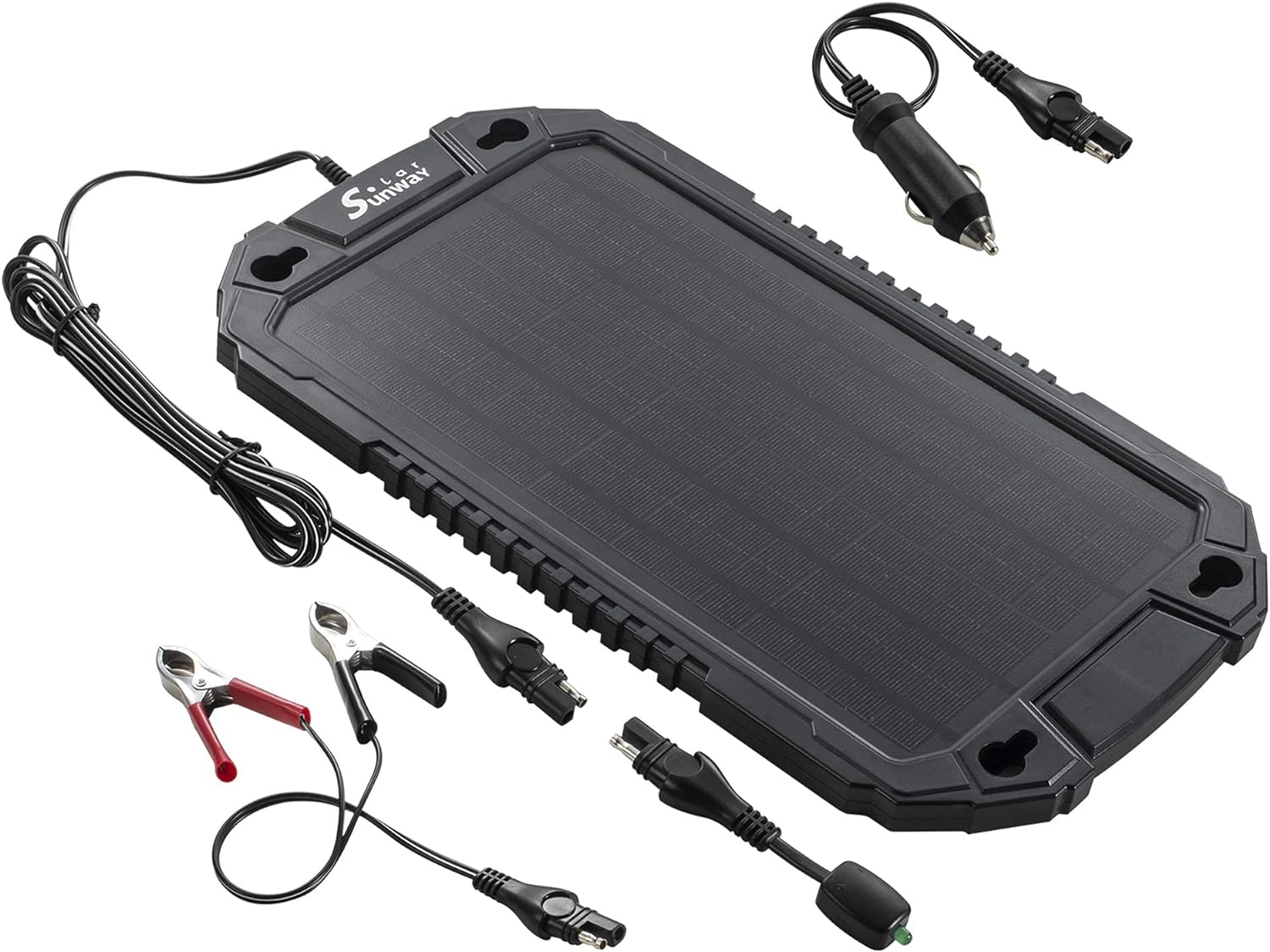 Sunway Solar Car Battery Trickle Charger & Maintainer 12Volt 8W Solar Panel Power Charger kit Portable Waterproof for Automotive RV Marine Boat Truck Motorcycle Trailer Tractor Powersports Snowmobile