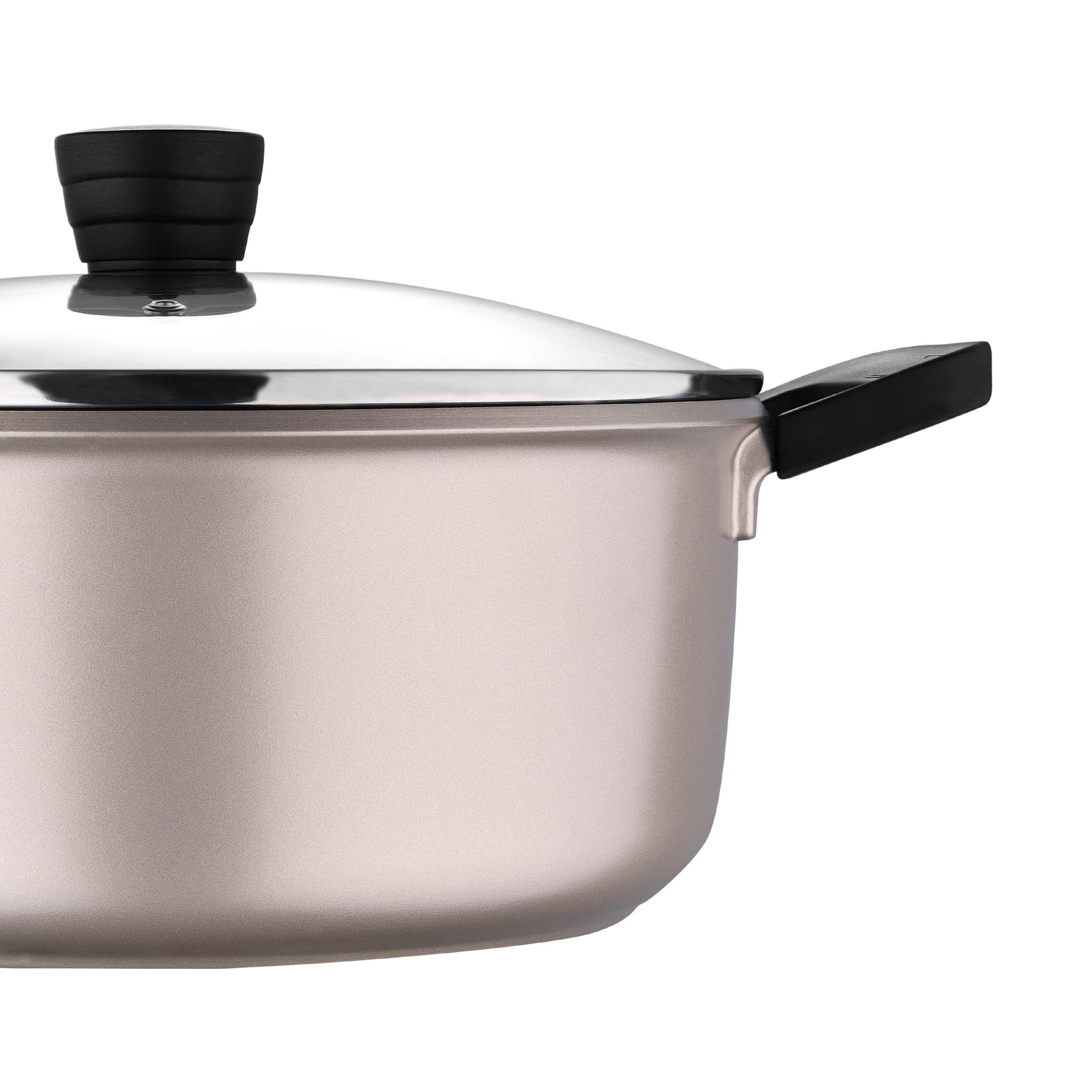 Retro by Bergner - 10 Pc Non Stick Cast Aluminum Pots and Pans Cookware Set, 10 Pieces, Champagne