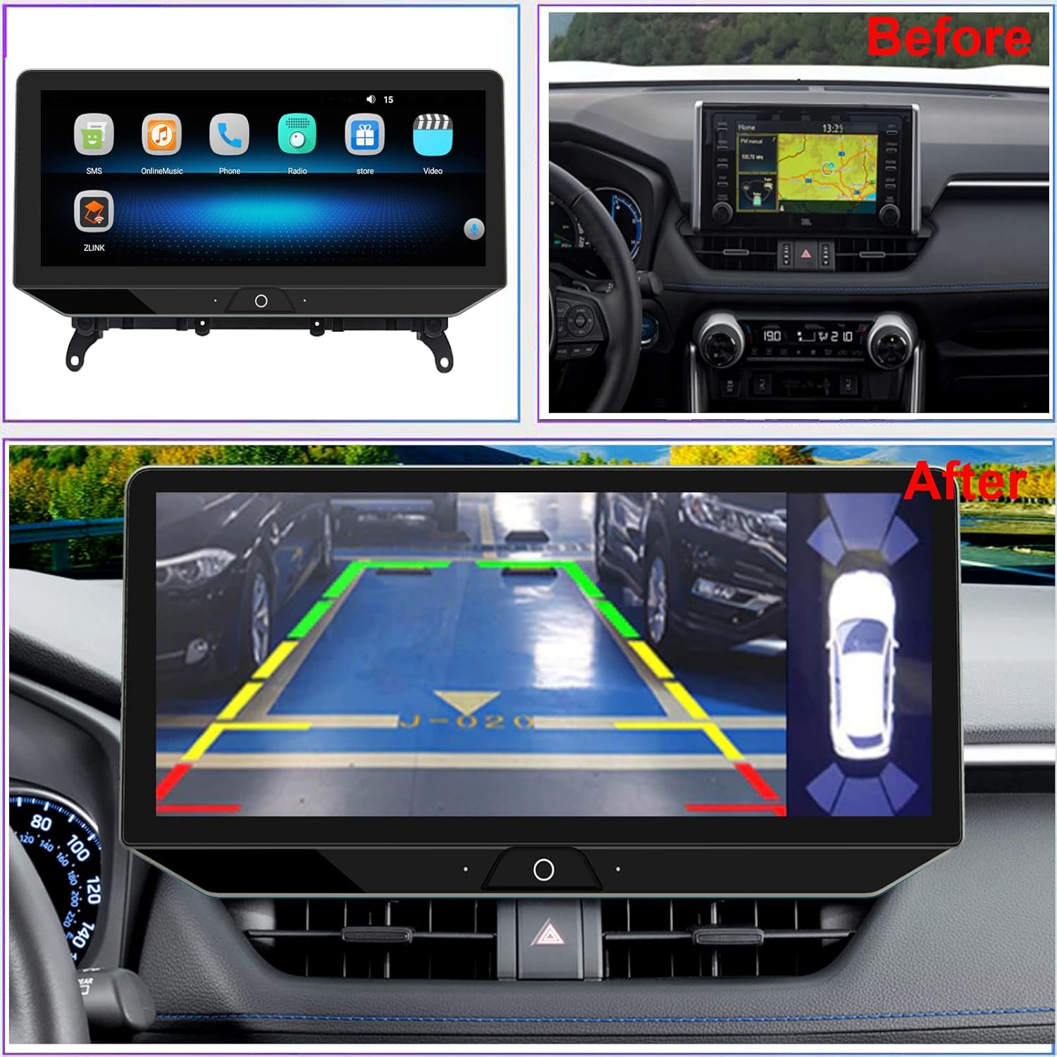 Radio for Toyota RAV4 Android Stereo 2019 2020 2021 2022 IPS 12.3inch Touch Screen 4G RAM 64G ROM Build in Wireless carplay 4G LTE Free Camera