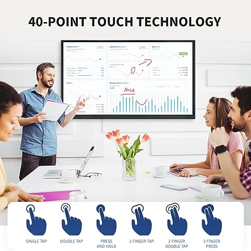 TouchWo Touchscreen Monitor Smart Board, FHD 1080P Interactive Whiteboard, Windows 10 Pro All-in-One Touchscreen Industrial PC for Office and Classroom