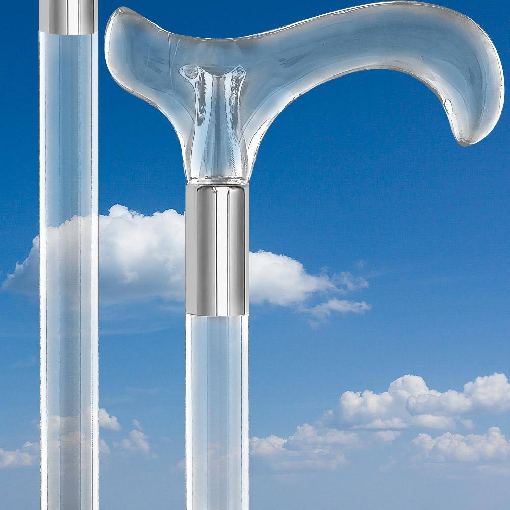 Royal Canes Derby Walking Cane with Clear Lucite Handle and Shaft