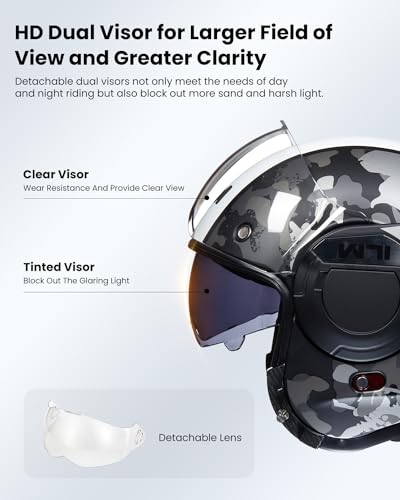 ILM Vintage Full Face Modular Motorcycle Helmet for Adults Men ATV UTV Snowmobile with 180° Reversible Chin Guard DOT Model-B707(Matte Black, L)