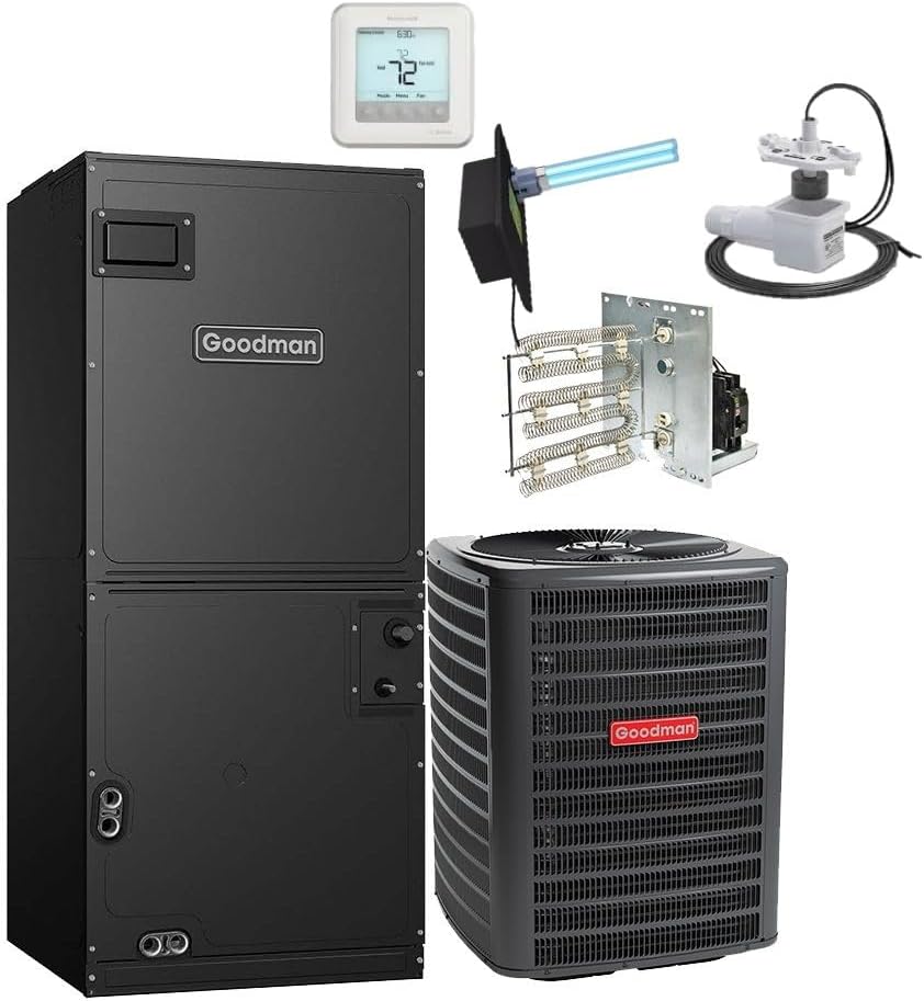 2.5 Ton Goodman 14.3 Seer Heat Pump System With Heater, Thermostat, UV Light, Safety Float Switch