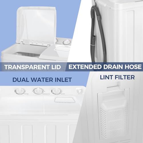 Portable Washing Machine 30Lbs Capacity Twin Tub Compact Laundry Machine, Small Wwashing Machine for Apartments, Dorms, RVs
