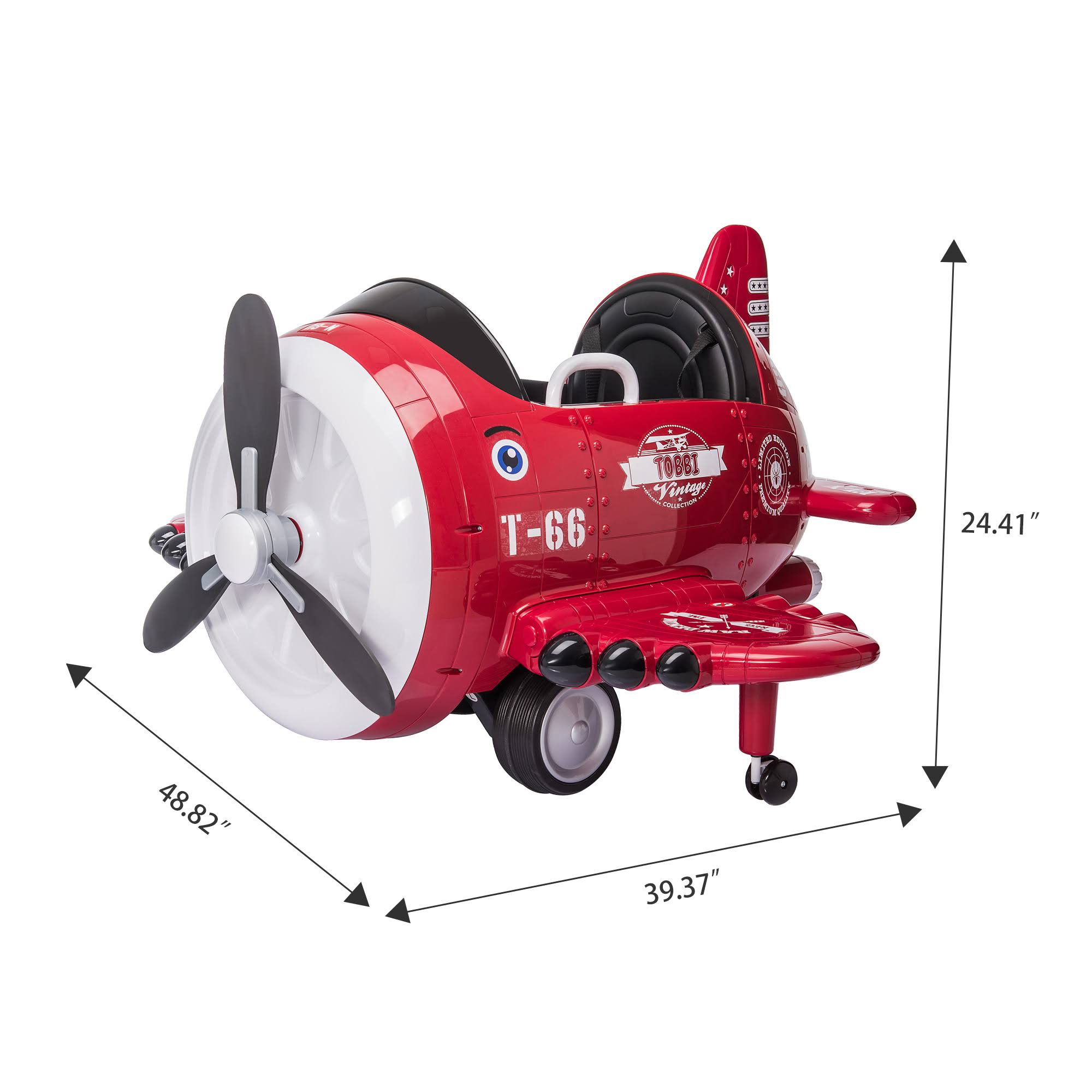Children’s Electric Ride on Toy Plane Car Tobbi Color: Red