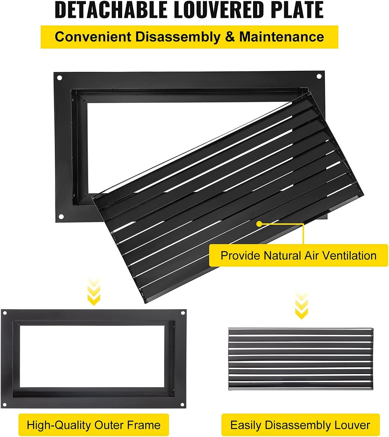 VEVOR Flood Vent, 16" X 32" Foundation Flood Vent, to Reduce Foundation Damage and Flood Risk, Black, Wall Mounted Flood Vent, for Crawl Spaces,Garages & Full Height Enclosures (16" X 32")