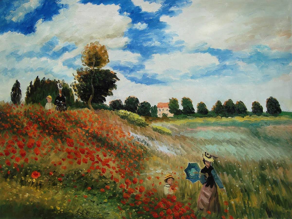 Monet Paintings Poppy Field in Argenteuil - Hand Painted Canvas Art