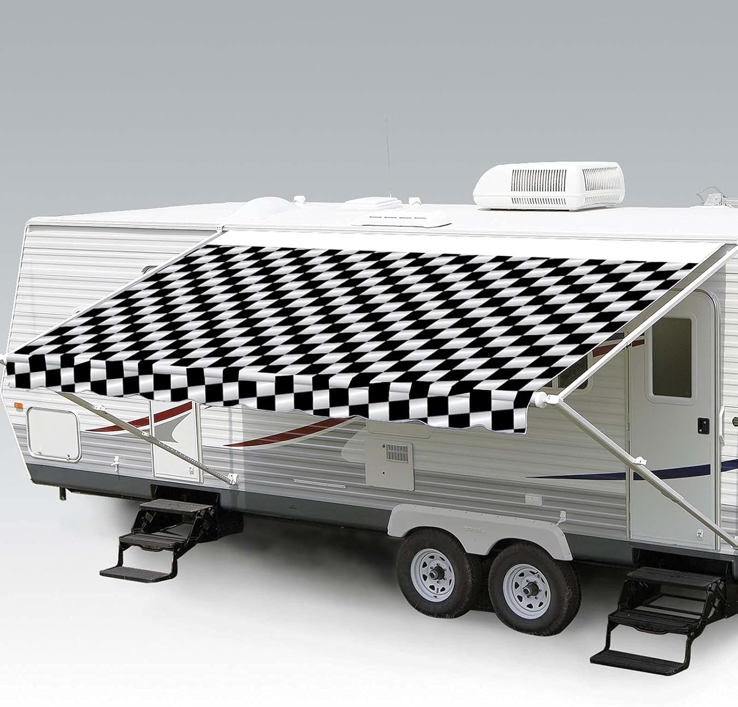 ShadePro - RV Awning Fabric Replacement - Heavy Duty Weatherproof Vinyl - Universal Outdoor Canopy for Camper, Trailer, and Motorhome Awnings - Granite - 21' (Fabric 20' 2)
