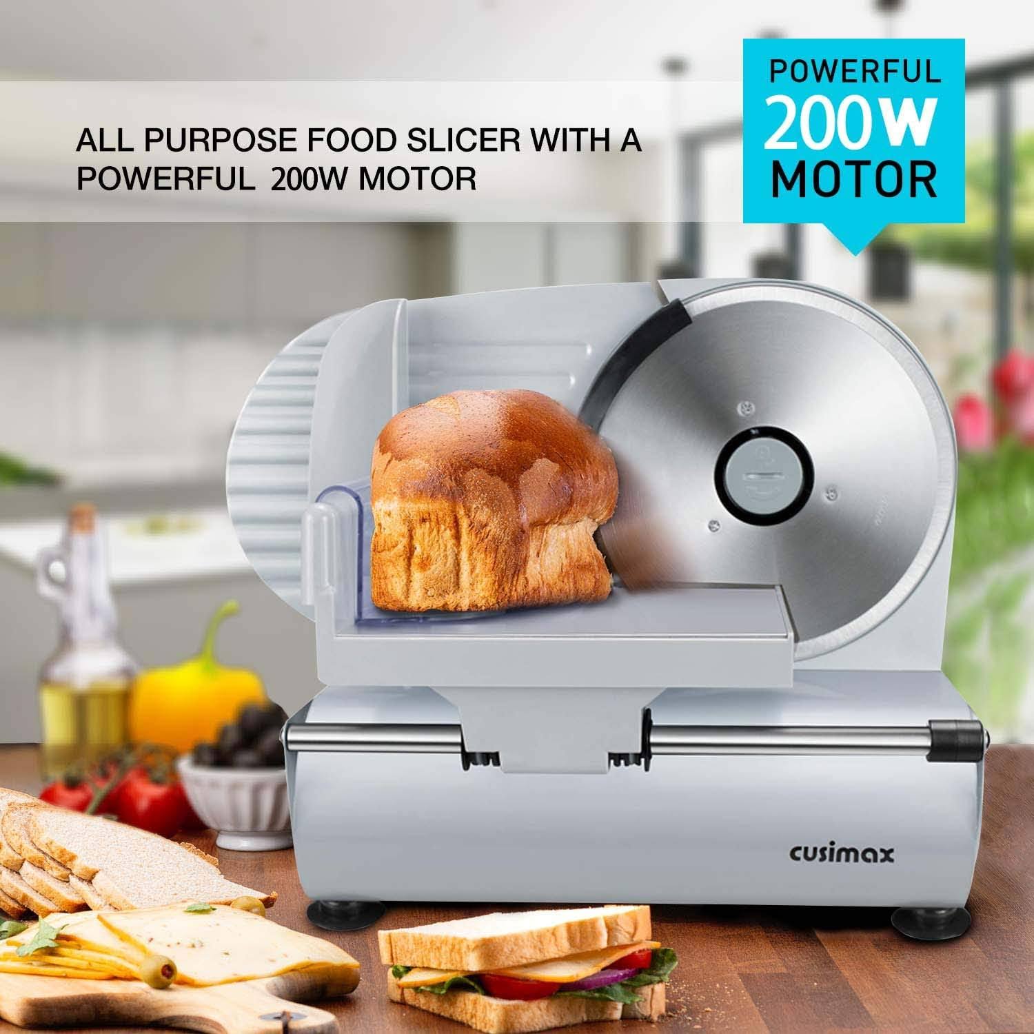 Cusimax Meat Slicer 200W Electric Deli Food Slicer, Silver