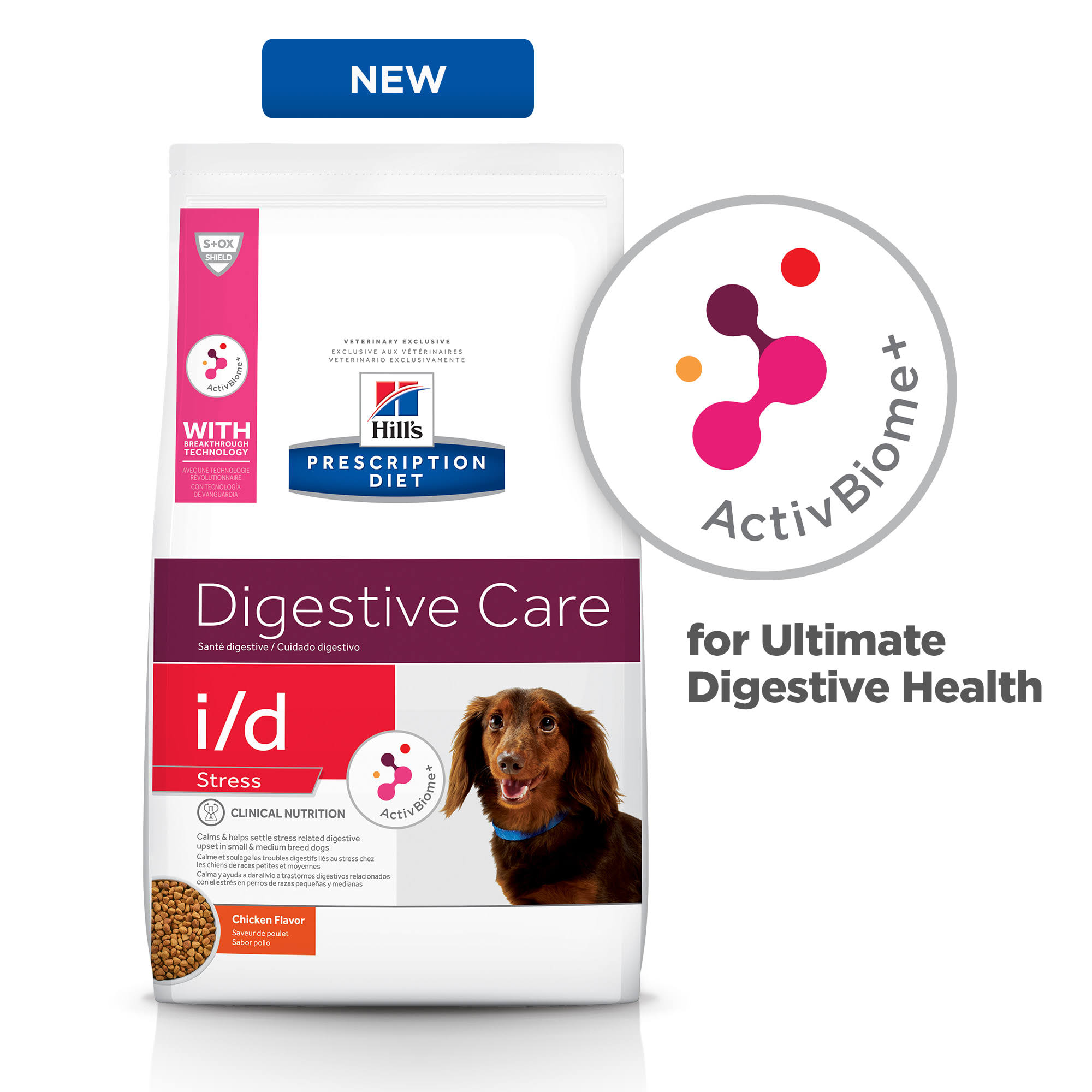 Prescription Diet I/D Dog Nutrition, Therapeutic, Digestive Care, Stress, Chicken Flavor - 14.33 lb