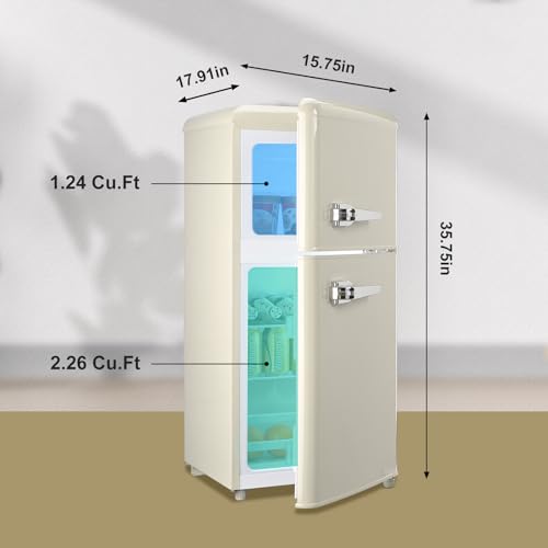 DRIXNO 3.5 Cu.ft Retro Mini Fridge